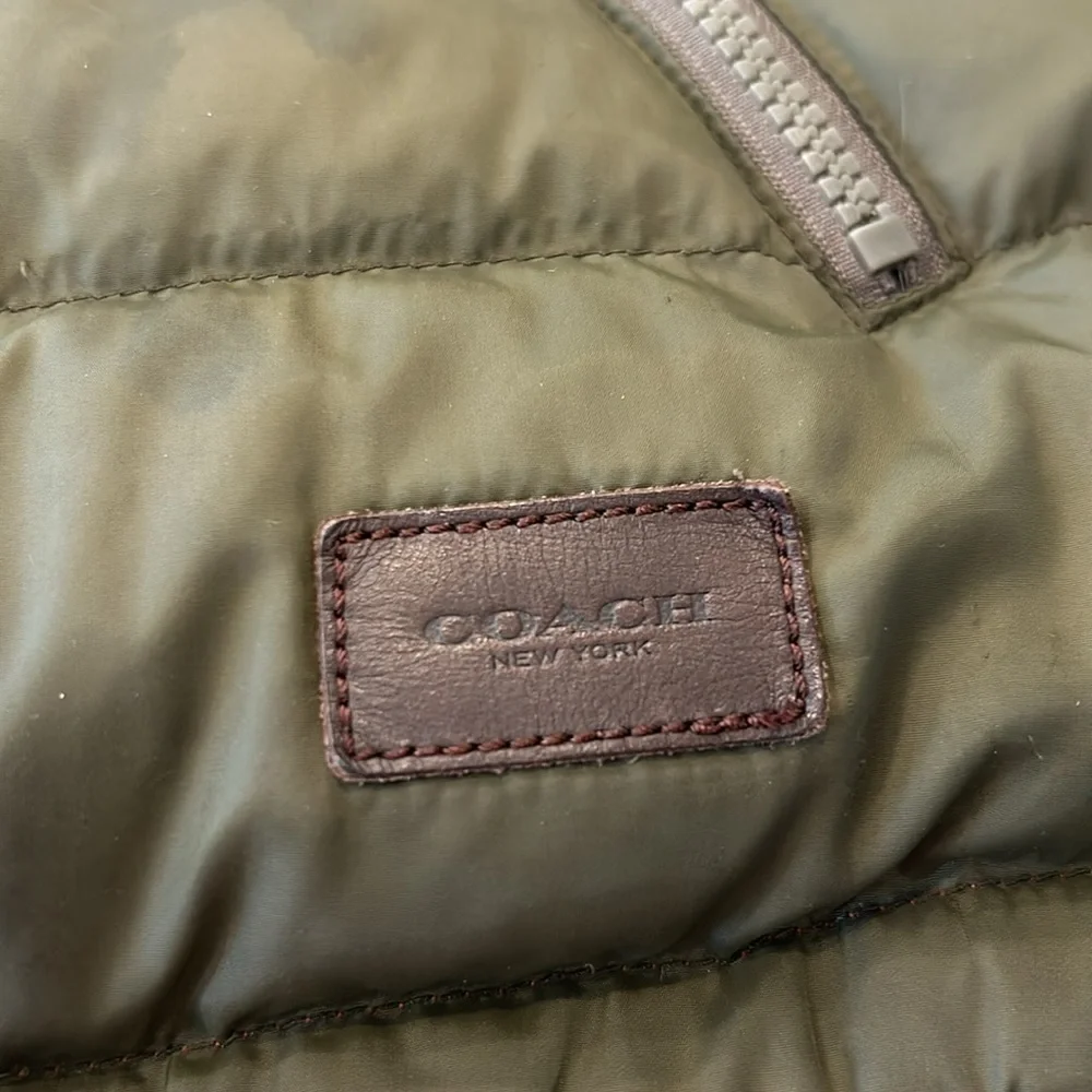 COACH Packable Reversible Lightweight Down Jacket Olive/Burnt Orange